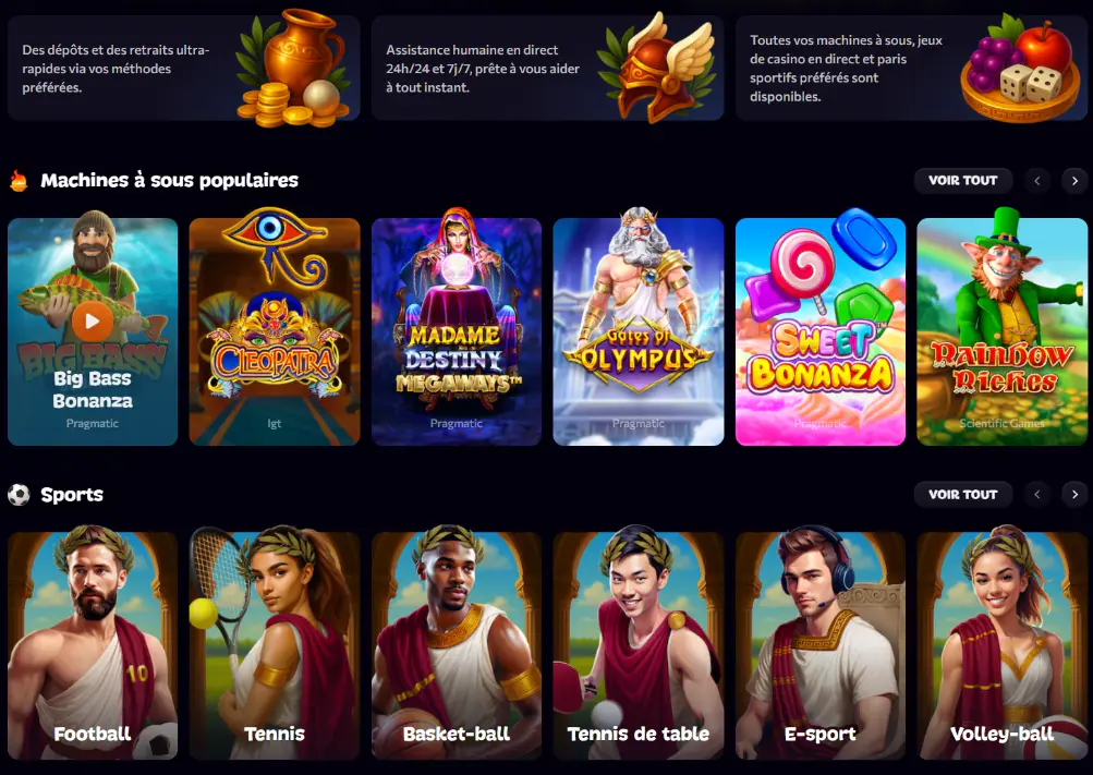 Aphrodite Casino beliebte Spielautomaten und Sportwetten mit Fußball, Tennis und weiteren Sportarten